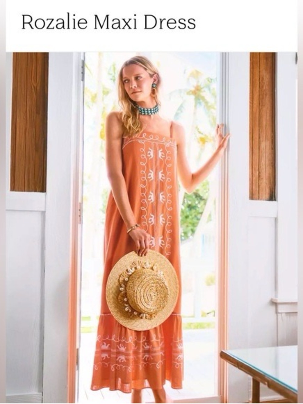 NWT Lilly Pulitzer Papaya Frond Fantasty Maxi Dress with White Embroidery, S